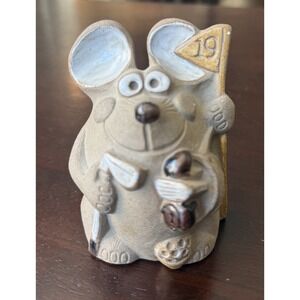 MCM Pottery Craft by Robert Maxwell 19th Hole Golf Mouse Figurine • Signed